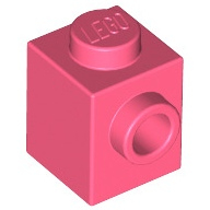 Lego kostka (kostička) 1x1 s nopem na jedné straně, korálová (6261292)
